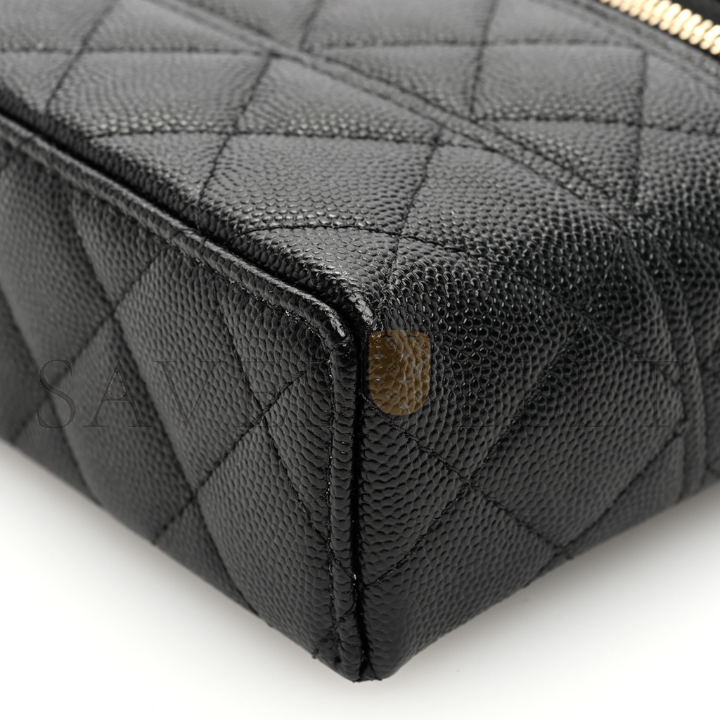 CHANEL CAVIAR QUILTED LONG CC VANITY CLUTCH WITH CHAIN BLACK (19.5*17*5cm) 